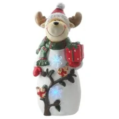 National Tree Company 22" Reindeer Holding Gift With Multicolor Lights