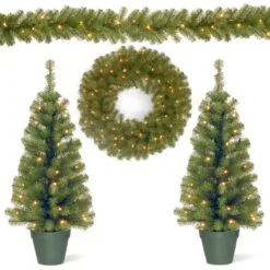 National Tree Company Evergreen Assortment With Battery Operated LED Lights
