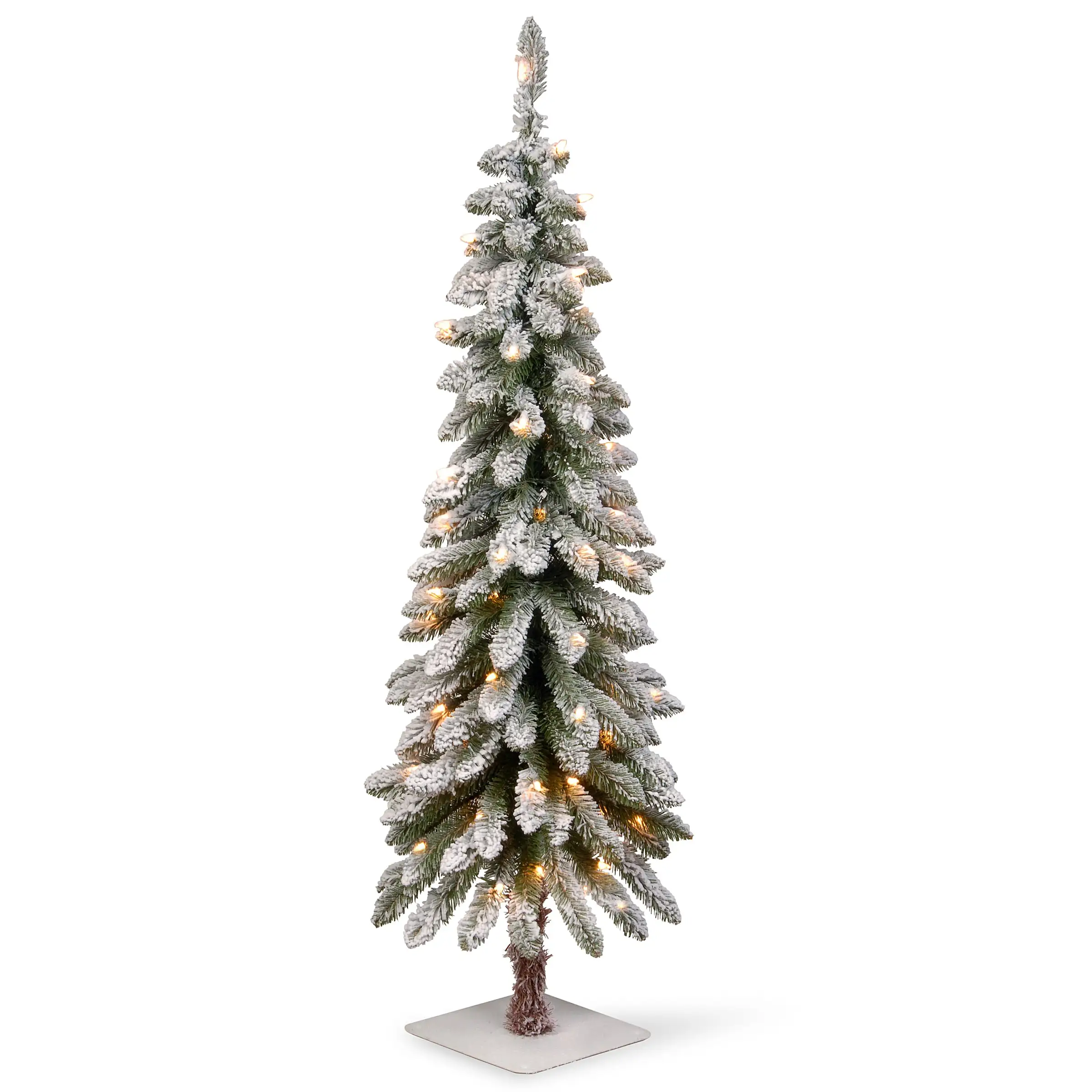 National Tree Company 4 Ft. Snowy Downswept Forestree With Clear Lights