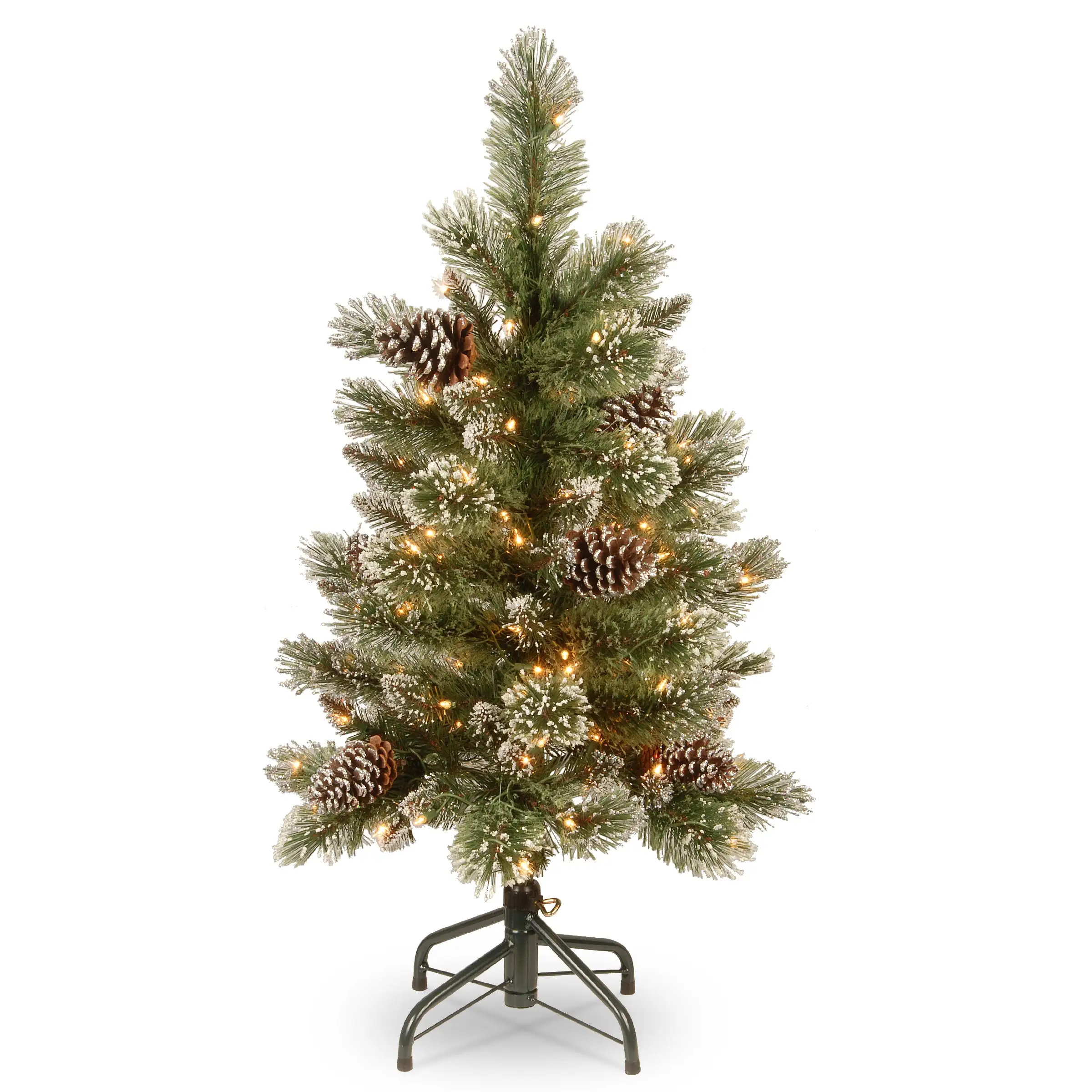 National Tree Company Pre-Lit Artificial Christmas Tree, Glittering Pine Pencil Slim With Clear Lights, Plug In, 3 Ft