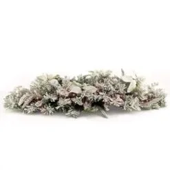 National Tree Company, Pre-Lit Artificial Christmas Swag Frosted Colonial Mantle Swag, White LED Lights, Battery Powered, 3 Ft