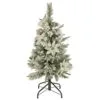 National Tree Company Artificial Frosted Colonial Pencil Slim Hinged Christmas Tree With Berries And Poinsettia Flowers, Pre-Lit With Clear Incandescent Lights, Plug In, 3 Ft