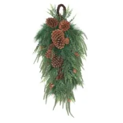 National Tree Company Mixed Pine Christmas Teardrop With Cypress Tips, Pinecones, 32 In