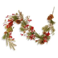 National Tree Company Artificial Christmas Garland, Green, Evergreen, Decorated With Pine Cones, Berry Clusters, Frosted Branches, Christmas Collection, 5 Feet