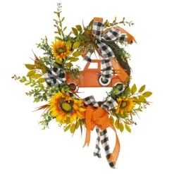 National Tree Company 26" Harvest Wreath W/ Sunflowers, Twig, Car & Bow