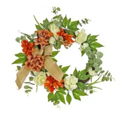 National Tree Company 24" Harvest Wreath With Hydrangea & Rose