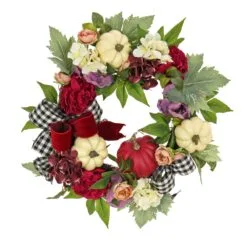 National Tree Company 22" Harvest Wreath With Peony, Pumpkin And Bow