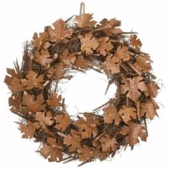 National Tree Company Artificial Autumn Wreath, Decorated With Brown Maple Leaves, Autumn Collection, 18 Inches