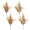 National Tree Company Artificial Autumn Bouquet, Set Of Four, Decorated With Wildflowers, Seed Stalks, Fronds, Assorted Leaves, Autumn Collection, 22 Inches