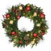 National Tree Company, Pre-Lit Artificial Christmas Wreath, Decorated Rural Homestead, With Warm White LED Lights, Battery Powered, 28 In