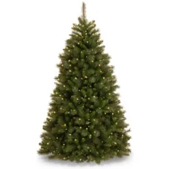 National Tree Company Pre-Lit Artificial Christmas Tree, Rocky Ridge Pine, Green, White Lights, Includes Stand, 6.5 Feet