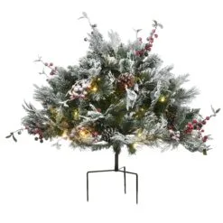 National Tree Company 22" Snowy Bedford Urn Filler With Battery Operated LED Lights