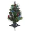 National Tree Company Artificial Mini Christmas Tree, Green, Crestwood Spruce, Fiber Optic, Decorated With Pine Cones, Berry Clusters, Frosted Branches, Includes Stand, 18 Inches