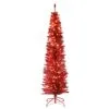 National Tree Company Pre-Lit Artificial Christmas Tree, Red Tinsel, White Lights, Includes Stand, 6 Feet