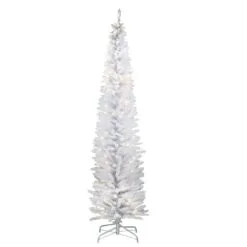 National Tree Company Pre-Lit Artificial Christmas Tree, White Tinsel, White Lights, Includes Stand, 7 Feet