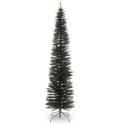 National Tree Company Artificial Christmas Tree, Black Tinsel, Includes Stand, 7 Feet