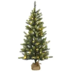 National Tree Company Pre-Lit Artificial Christmas Tree, Trinity Spruce, With Warm White LED Lights, Plug In, 4.5 Ft