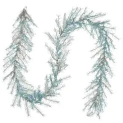 National Tree Company Pre Lit Artificial Garland, Metallic, Silver, Decorated With Multifunctional LED Lights, Plug In, Christmas Collection, 9 Feet