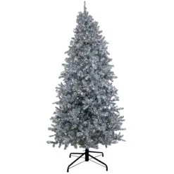National Tree Company Pre-Lit Artificial Silver Christmas Tree, With Cool White LED Lights, Plug In, 10 Ft